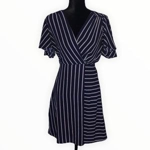 v-neck nautical striped summer mini wrap dress dress